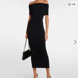 Silence + Noise black Off-The-Shoulder rib knit A-line Maxi Dress size L, NWOT
